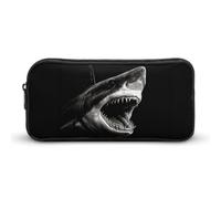 VFMNT Large Capacity Pencil Case Black Shark Head Pencil Pouch Aesthetic Makeup Bag for Women Portable Pencil Bag Organizer with Zipper Cute Pen Bag for Office Supplies