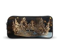 VFMNT Large Capacity Pencil Case Crown Vintage Pencil Pouch Aesthetic Makeup Bag for Women Portable Pencil Bag Organizer with Zipper Cute Pen Bag for Office Supplies