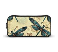 VFMNT Large Capacity Pencil Case Dragonfly Pencil Pouch Aesthetic Makeup Bag for Women Portable Pencil Bag Organizer with Zipper Cute Pen Bag for Office Supplies