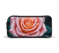 VFMNT Large Capacity Pencil Case Glitter Sequin Rose Pencil Pouch Aesthetic Makeup Bag for Women Portable Pencil Bag Organizer with Zipper Cute Pen Bag for Office Supplies