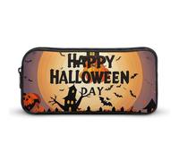 VFMNT Large Capacity Pencil Case Happy-Halloween-Day-Trick-Or-Treat Pencil Pouch Aesthetic Makeup Bag for Women Portable Pencil Bag Organizer with Zipper Cute Pen Bag for Office Supplies