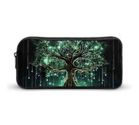 VFMNT Large Capacity Pencil Case Magical Green Tree Pencil Pouch Aesthetic Makeup Bag for Women Portable Pencil Bag Organizer with Zipper Cute Pen Bag for Office Supplies