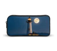 VFMNT Large Capacity Pencil Case Moonlight Lighthouse Pencil Pouch Aesthetic Makeup Bag for Women Portable Pencil Bag Organizer with Zipper Cute Pen Bag for Office Supplies