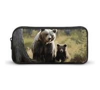VFMNT Large Capacity Pencil Case Mother Brown Bears Protect Pencil Pouch Aesthetic Makeup Bag for Women Portable Pencil Bag Organizer with Zipper Cute Pen Bag for Office Supplies