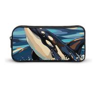 VFMNT Large Capacity Pencil Case Orca Killer Whale Print Pencil Pouch Aesthetic Makeup Bag for Women Portable Pencil Bag Organizer with Zipper Cute Pen Bag for Office Supplies