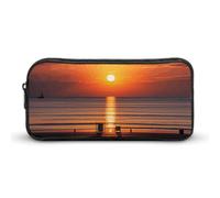 VFMNT Large Capacity Pencil Case Serene Seaside Sunset Pencil Pouch Aesthetic Makeup Bag for Women Portable Pencil Bag Organizer with Zipper Cute Pen Bag for Office Supplies