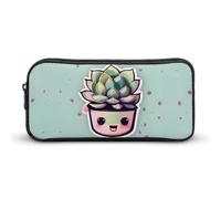 VFMNT Large Capacity Pencil Case Smiling Succulents Pencil Pouch Aesthetic Makeup Bag for Women Portable Pencil Bag Organizer with Zipper Cute Pen Bag for Office Supplies