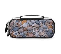 VFMNT Large Makeup Bag for Purse Beach Colored Pebbles Cosmetic Bag for Women Travel Toiletry Bag with Handle Make Up Organizer Case Portable Pen Bag Small Pencil Case for Office, white, One Size,
