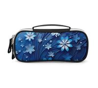 VFMNT Large Makeup Bag for Purse Blue Mini Flower Swirl Cosmetic Bag for Women Travel Toiletry Bag with Handle Make Up Organizer Case Portable Pen Bag Small Pencil Case for Office, white, One Size,