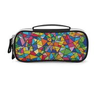 VFMNT Large Makeup Bag for Purse Bright Geometric Shapes Cosmetic Bag for Women Travel Toiletry Bag with Handle Make Up Organizer Case Portable Pen Bag Small Pencil Case for Office, white, One Size,