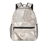 VFMNT Linear Texture Beige Cute Backpack Waterproof Lightweight Casual Backpack One Size Daypack Travel Laptop Bag For Men Women