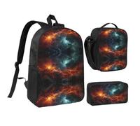 VFMNT Nebula's Photo Backpack Set 3 PCS - 17 Inch Laptop Backpack with Lunch Bag, Waterproof Daypack Insulated Lunch Box Large Capacity Coin Pouch Personalized Gift