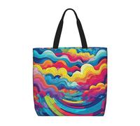 VFMNT Rainbow Pattern Womens Tote Bag Large Reusable Grocery Bags Casual Shoulder Bags For Shopping, Travel, Work Gift For Women