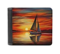 VFMNT Sunrise Sailing Boat Wallet Large Capacity Leather Wallet Phone Clutch Travel Purse for Men Women Gift, white, One Size, Wallet