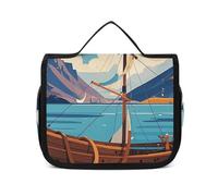 VFMNT Toiletry Bag for Women Men A Beautiful Boat Makeup Bag with Hanging Hook Waterproof Bathroom Cosmetic Bag Large Capacity Travel Bag for Toiletries Accessories, white, 8.9x2.8x7.3 inches
