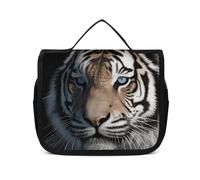 VFMNT Toiletry Bag for Women Men Animal Tiger Makeup Bag with Hanging Hook Waterproof Bathroom Cosmetic Bag Large Capacity Travel Bag for Toiletries Accessories, white, 8.9x2.8x7.3 inches