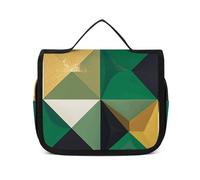VFMNT Toiletry Bag for Women Men Black Green And Gold Geometric Makeup Bag with Hanging Hook Waterproof Bathroom Cosmetic Bag Large Capacity Travel Bag for Toiletries Accessories, white, 8.9x2.8x7.3