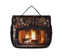 VFMNT Toiletry Bag for Women Men Christmas Rock Stone Fireplace Wooden Mantel Makeup Bag with Hanging Hook Waterproof Bathroom Cosmetic Bag Large Capacity Travel Bag for Toiletries Accessories, white,