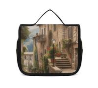 VFMNT Toiletry Bag for Women Men Italy Tuscan Makeup Bag with Hanging Hook Waterproof Bathroom Cosmetic Bag Large Capacity Travel Bag for Toiletries Accessories, white, 8.9x2.8x7.3 inches
