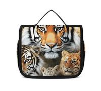 VFMNT Toiletry Bag for Women Men Lion Tiger Leopard And Butterfly Makeup Bag with Hanging Hook Waterproof Bathroom Cosmetic Bag Large Capacity Travel Bag for Toiletries Accessories, white, 8.9x2.8x7.3