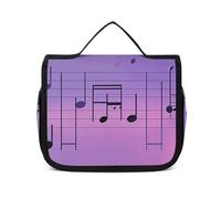 VFMNT Toiletry Bag for Women Men Purple Music Notes Makeup Bag with Hanging Hook Waterproof Bathroom Cosmetic Bag Large Capacity Travel Bag for Toiletries Accessories, white, 8.9x2.8x7.3 inches
