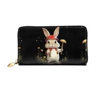 VFMNT Ultra-Slim Leather Bifold Wallet for Women | Long Coin Purse & Credit Card Holder ClutchRabbit Holding Mushroom