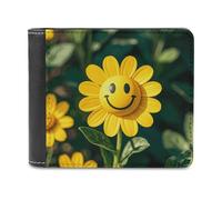 VFMNT Yellow Smiley Flower Wallet Large Capacity Leather Wallet Phone Clutch Travel Purse for Men Women Gift, white, One Size, Wallet