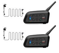 vFound V4 Plus Motorcycle Bluetooth Helmet Intercom,1500m Motorcycle Headset with 4 Riders Group Communication System for Motorcycling Soccer Referees Skiing ATV/Off Road (2 Pieces)