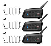 vFound V4 Plus Motorcycle Bluetooth Helmet Intercom,1500m Motorcycle Headset with 4 Riders Group Communication System for Motorcycling Soccer Referees Skiing ATV/Off Road (3 Pieces)