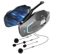 vFound X10 Motorcycle Helmet Bluetooth Intercom Headset,Upgraded Mesh 4.0 + 5G Group Intercom System with Music Sharing and IP67 Waterproof for up to 10 Riders Group Talking (Silver)