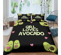VFQWPYAJN 3D Printed Cosy Microfibre Avocado love Comforter Cover All Season Bedding Sets with Matching Pillowcase Kawaii cartoon style Quilt Cover Sets Breathable for Couples Double（200x200cm）