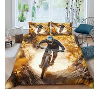 VFQWPYAJN 3D Washable Microfibre mountain biking action Quilt Cover Set Soft Bedding Set with Pillow Cases extreme sport Duvet Cover All Season Breathable Washable for Home Decor Single（140x200cm）
