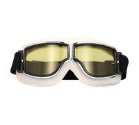 VFRCD Vintage Motorcycle Goggles: Anti-Scratc PC Lens & Soft Leather Frame, Windproof Dustproof Riding Glasses for Men Women (White,Yellow flakes)