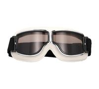 VFRCD Vintage Motorcycle Goggles: Anti-Scratc PC Lens & Soft Leather Frame, Windproof Dustproof Riding Glasses for Men Women (White,Tea flakes)