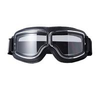 VFRCD Vintage Motorcycle Goggles: Anti-Scratc PC Lens & Soft Leather Frame, Windproof Dustproof Riding Glasses for Men Women (Black,Clear flakes)