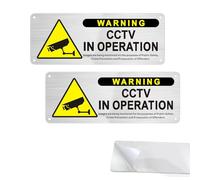 Vfrdsa 2 Pack CCTV Safety Signs - 25x9cm Warning CCTV in Operation Sign | Self Adhesive & Pre-Drilled Aluminium Sign, UV Resistant Waterproof Rustproof Reflective for Home Business Warehouse School