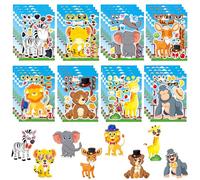 Vfrdsa 24 Sheets Animal Make a Face Stickers - Mix and Match Sticker Sheets | Make Your Own DIY Cartoon Animal Stickers for Kids Party Supplies, Birthday Gifts & Safari Themed Activities