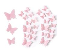 Vfrdsa 24PCS Cute Pink Butterfly Wall Decor, 3 Sizes Butterflies Wall Sticker Decoration for Nursery Wedding Cake Party Room Decor Girls Bedroom Accessories