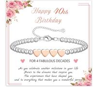 Vfrdsa 40th Birthday Bracelet for Women with Rose Gold Heart, Adjustable Design - Ideal Birthday Gift & New Year Gift for Her with Greeting Card, Perfect for Wife Mum Sister Nana