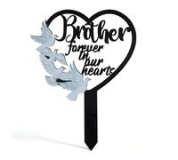 Vfrdsa Brother Memorial Stake - Grave Dove Decorations, Metal Waterproof Sympathy Marker for Cemetery Tombstone Memorial Garden, Memorial Gifts for Loss of Brother Fade & Rust Resistant Grave Ornament
