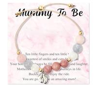 Vfrdsa Mum to Be Gifts Pregnancy Bracelet - Adjustable Rainbow Moonstone Healing Crystal with Little Foot Charm, Baby Shower Gender Reveal First Mothers Day Presents for Women