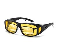Vfrdsa Night Driving Glasses Over Glasses - Polarised Anti Glare Headlight Glasses for Night Driving (Full Wrap-Around Fit Over Prescription Glasses) | Safe for Fog, Rain & Snow, for Men & Women