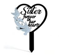 Vfrdsa Sister Memorial Stake - Grave Dove Decorations, Metal Waterproof Sympathy Marker for Cemetery Tombstone Memorial Garden, Memorial Gifts for Loss of Sister Fade & Rust Resistant Grave Ornament