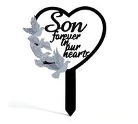 Vfrdsa Son Memorial Stake - Grave Dove Decorations, Metal Waterproof Sympathy Marker for Cemetery Tombstone Memorial Garden, Memorial Gifts for Loss of Son Fade & Rust Resistant Grave Ornament