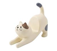 Vfrdsa White Funny Cat Phone Holder, Small Size Portable Lazy Bracket Cat Shape Resin Phone Holder Ornament Multifunctional Cell Phone Stand for Desktop Home Office Works (White)