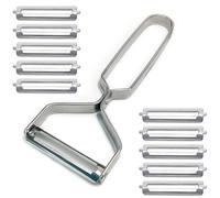 Vfrikor Metal Potato Peeler with 10PCS Replaceable Peeler Blades,Detachable Y Shaped Veggie Peeler for Kitchen,Premium Stainless Steel Fruit Peeler,Ultra Sharp Vegetable Peeler(Silver)