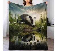 VFSAfiwaf Fleece Blanket Badger Throw for Sofa & Bed, Plush Cozy Fuzzy Blanket, Super Soft And Warm Fluffy Blanket for All Seasons,(150×200cm)