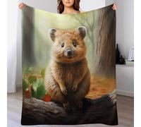 VFSAfiwaf Quokka Fleece Blanket Travel Nap Throws Plush Blanket Throw Fuzzy Super Soft Flannel Blankets For Couch, Bed, Sofa Warm And Cozy For All Seasons（100×130cm）