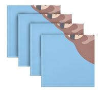 Vftphvr 4 PCs Dinner Cloth Napkin 20", Washable Table Reusable Napkins with Hemmed Edges, Oversized Premium Polyester Fabric for Parties Print Sloth with On Tree Branch Blue Pattern