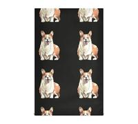 Vftphvr 4 PCs Polyester Kitchen Dish Towel Hemmed Napkin Towel Waffle Dishtowels Dishcloths Hand Bar Tea Towels with Hanging Loop Print Welsh Corgi Dogs Seamless On Dark